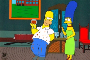 Homer Simpson and Marge Simpson in mansion