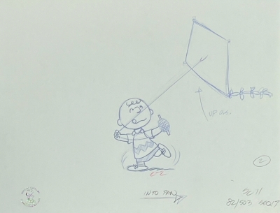 Charlie Brown with kite flying